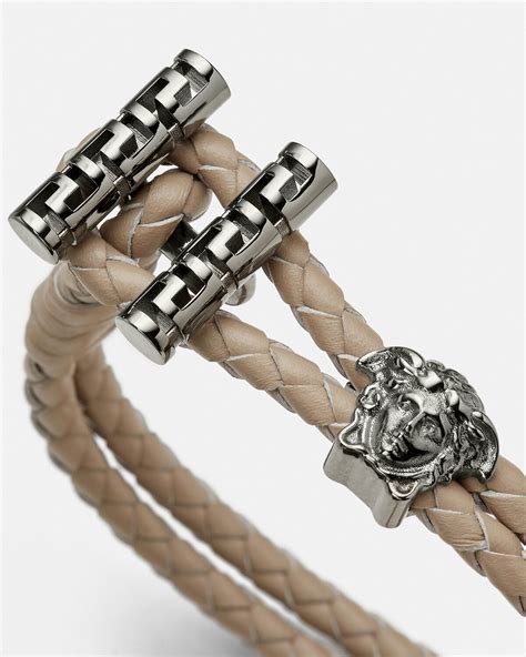 versace bracelet gold mens|versace medusa braided leather bracelet.